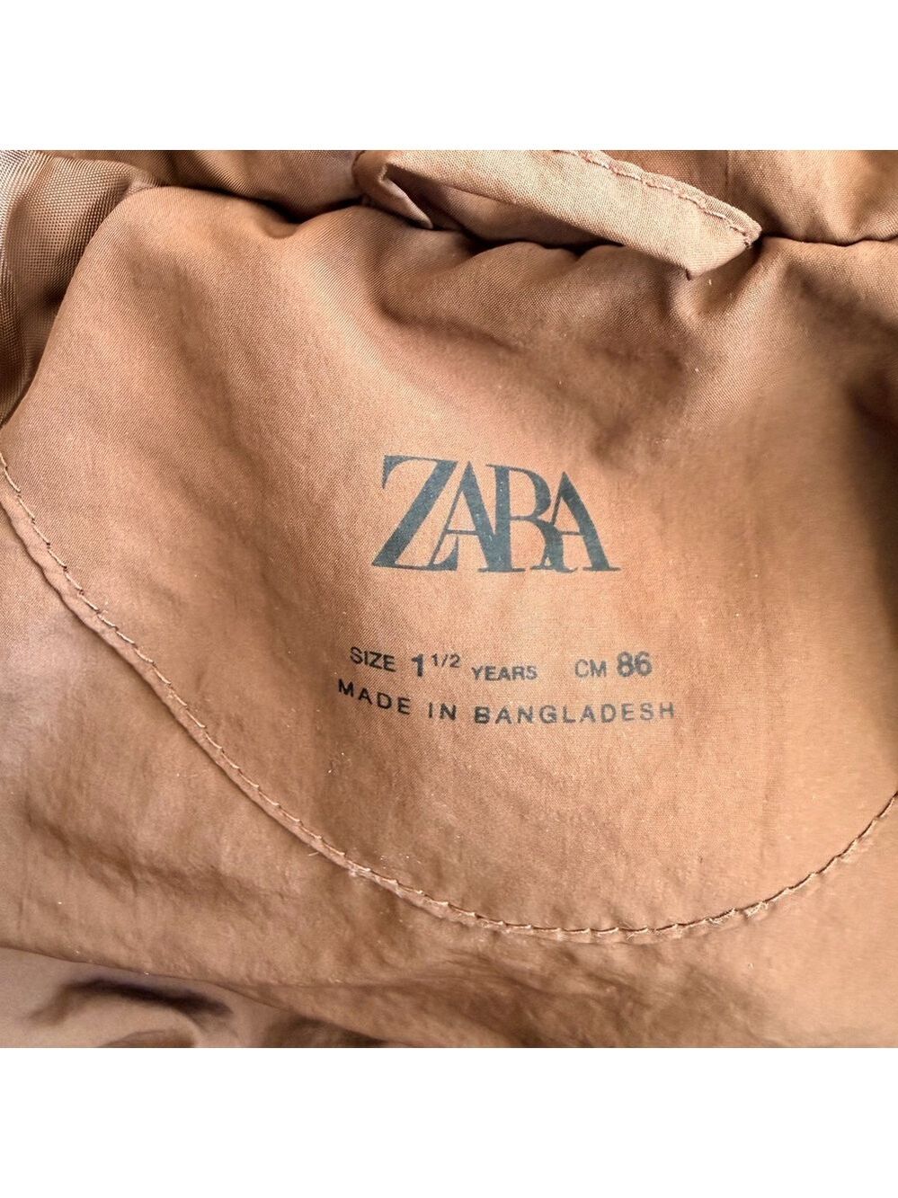 Zara Kids Chocolate Brown Water Repellant Puffer Jacket 1.5 Years - Picture 4 of 5